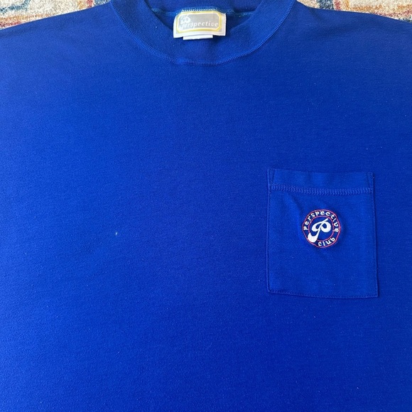 Vintage Perspective Logo Blue Pocket T-shirt Large - Picture 5 of 5